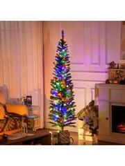 Homcom Green/White 6Ft Flocked Artificial Christmas Tree With Led Lights And Snowy Branches Green And White - Image 2 of 6