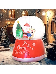 Outsunny Red 5.5ft Inflatable Crystal Ball With Santa Reindeer And Christmas Tree Indoor/Outdoor - Image 1 of 6