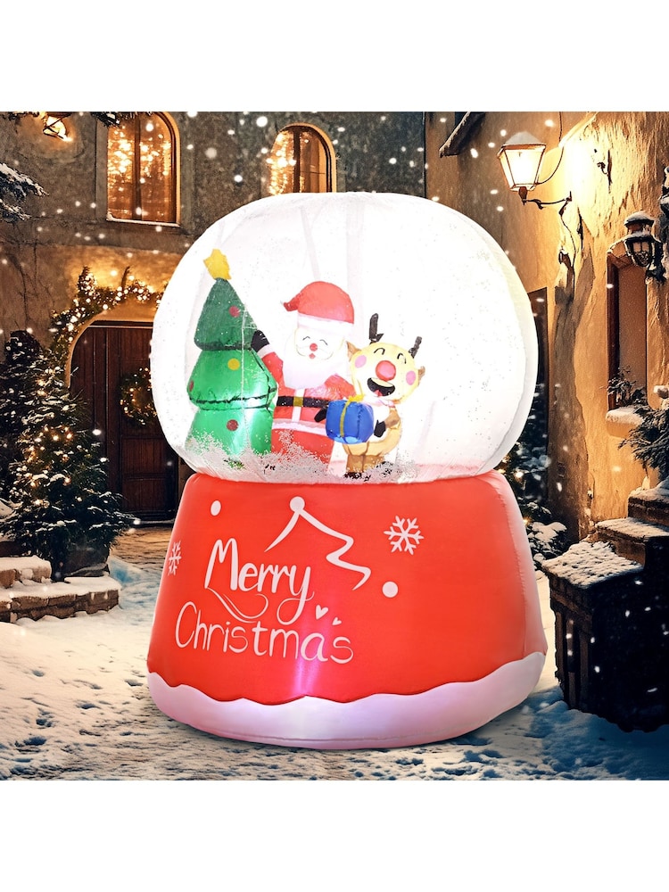 Outsunny Red 5.5ft Inflatable Crystal Ball With Santa Reindeer And Christmas Tree Indoor/Outdoor - Image 1 of 6 Outsunny Red 5.5ft Inflatable Crystal Ball With Santa Reindeer And Christmas Tree Indoor/Outdoor - Image 1 of 6