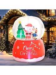 Outsunny Red 5.5ft Inflatable Crystal Ball With Santa Reindeer And Christmas Tree Indoor/Outdoor - Image 2 of 6