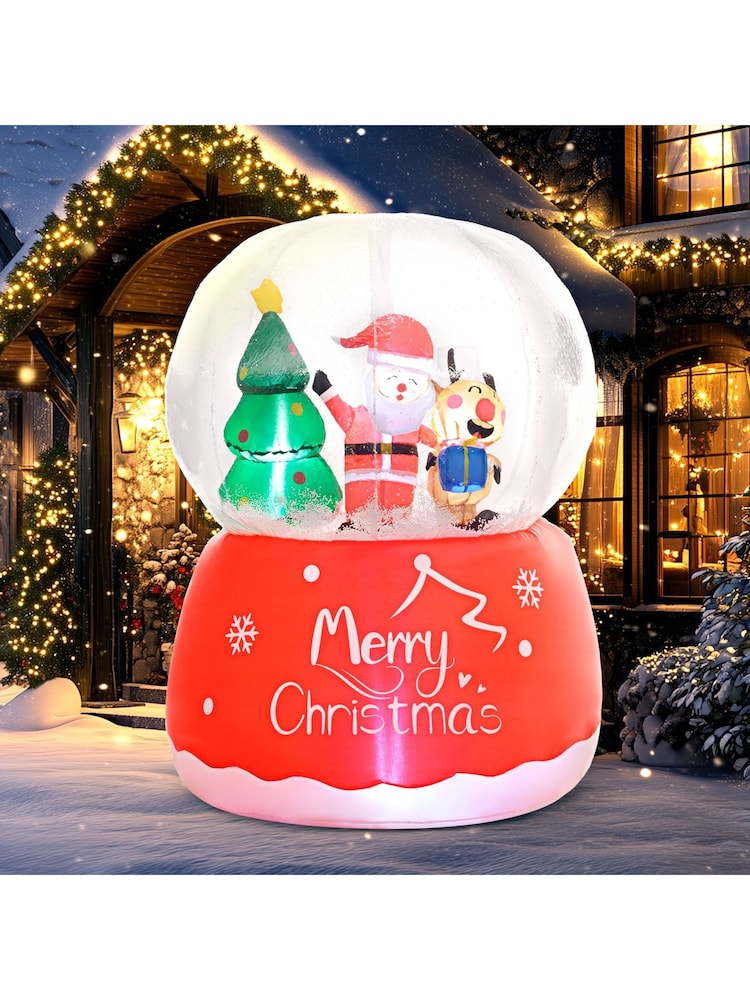 Outsunny Red 5.5ft Inflatable Crystal Ball With Santa Reindeer And Christmas Tree Indoor/Outdoor - Image 2 of 6 Outsunny Red 5.5ft Inflatable Crystal Ball With Santa Reindeer And Christmas Tree Indoor/Outdoor - Image 2 of 6