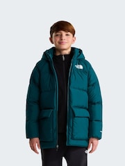 The North Face Green Teen Down Fleece Lined Puffer Parka Jacket - Image 4 of 6