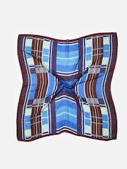 Oliver Bonas Blue Checked Large Square Scarf - Image 3 of 6