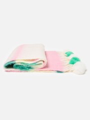 Oliver Bonas Green Striped Pom Pom Midweight Scarf - Image 2 of 5