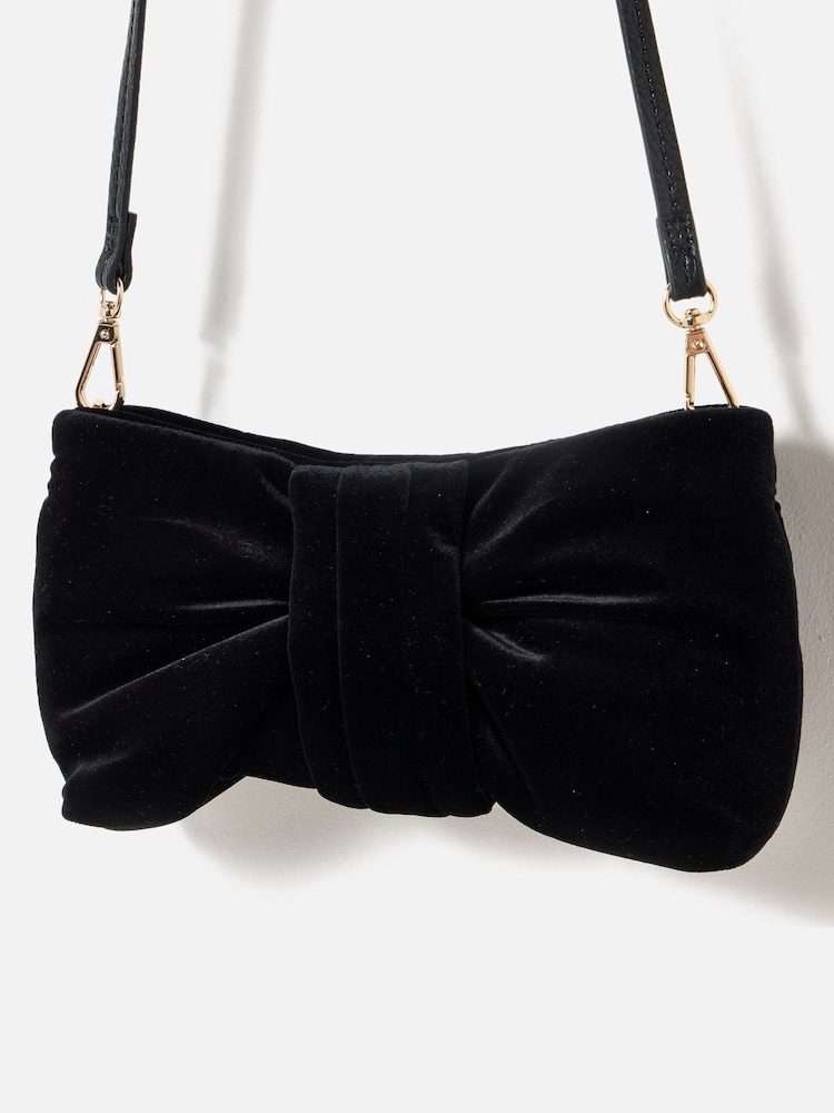 Oliver Bonas Black Bow Clutch Bag - Image 1 of 6 Oliver Bonas Black Bow Clutch Bag - Image 1 of 6