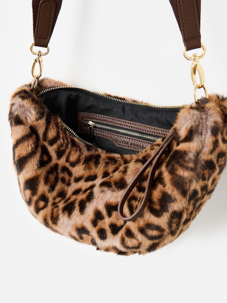 Oliver Bonas Brown Faux Fur Belt Bag - Image 6 of 6