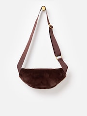 Oliver Bonas Brown Faux Fur Double Zip Belt Bag - Image 3 of 6