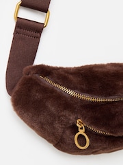 Oliver Bonas Brown Faux Fur Double Zip Belt Bag - Image 5 of 6