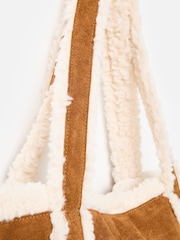 Oliver Bonas Brown Faux Shearling Tote Bag - Image 4 of 6