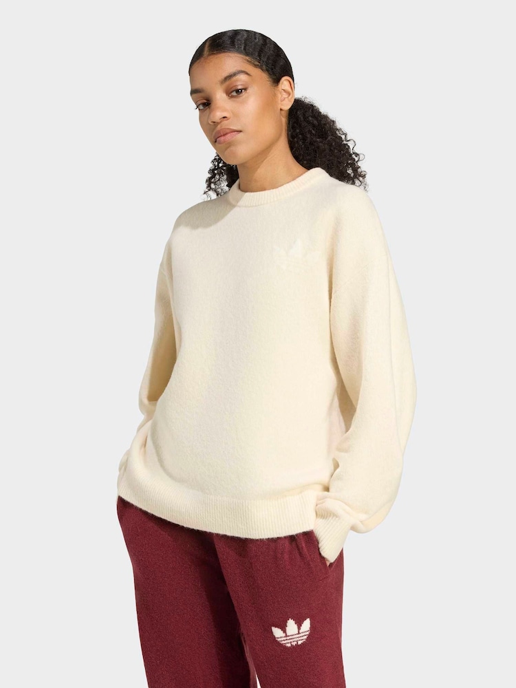 adidas Originals Cream Knitted Jumper - Image 1 of 6