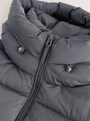 Teal Grey Shower Resistant Hooded Long Padded Puffer Coat - Image 6 of 8
