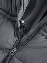 Teal Grey Shower Resistant Hooded Long Padded Puffer Coat - Image 8 of 8