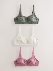 Green/Pink/Cream Total Support Full Cup Lace Ultimate Comfort Bras 3 Pack - Image 1 of 6