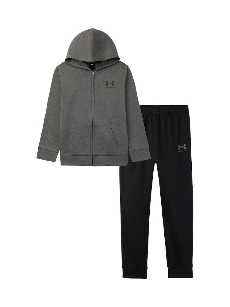 Under Armour Grey Rival Branded Logo Full Zip Fleece Hoodie Set - Image 1 of 6 Under Armour Grey Rival Branded Logo Full Zip Fleece Hoodie Set - Image 1 of 6