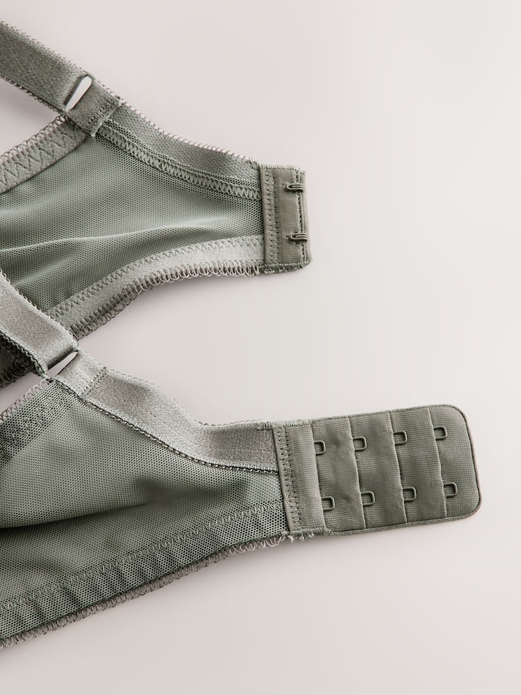 Green/Pink/Cream DD+ Lace Trim Non Padded Full Cup Underwired Bras 3 Pack - Image 10 of 10