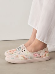 Floral Laceless Canvas Slip-On Trainers - Image 1 of 3