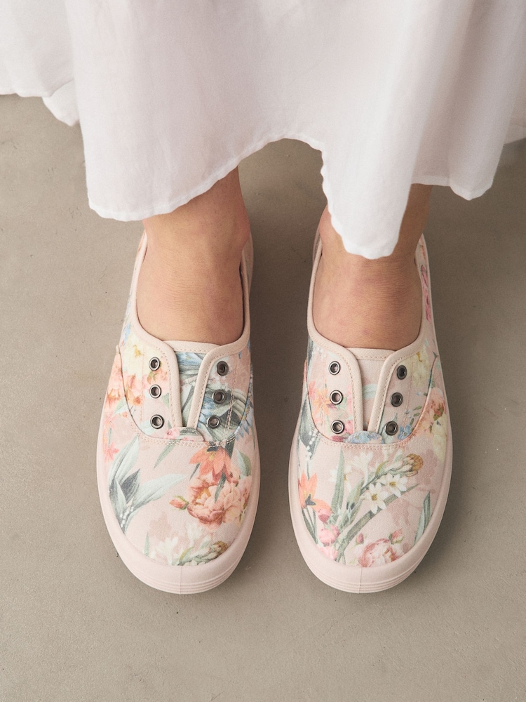 Floral Laceless Canvas Slip-On Trainers - Image 2 of 3