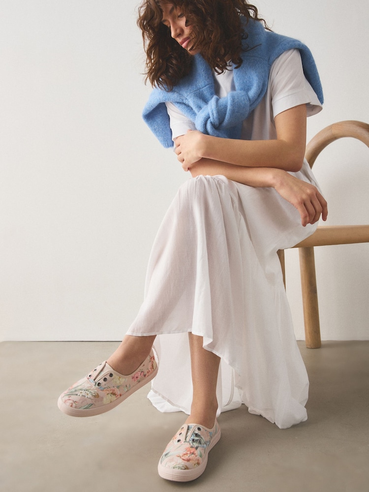 Floral Laceless Canvas Slip-On Trainers - Image 3 of 3