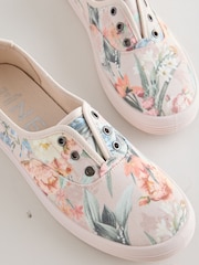 花卉 - Laceless Canvas Slip-On Trainers - 8的图像7｝