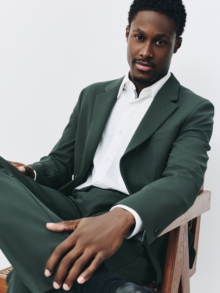 Slate Muscle Fit Motionflex Super Stretch Textured Suit Jacket - Image 1 of 15 Slate Muscle Fit Motionflex Super Stretch Textured Suit Jacket - Image 1 of 15