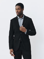 Black Muscle Fit Motionflex Super Stretch Textured Suit Jacket - Image 1 of 13