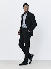 Black Muscle Fit Motionflex Super Stretch Textured Suit Jacket - Image 2 of 13