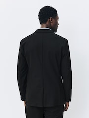 Black Muscle Fit Motionflex Super Stretch Textured Suit Jacket - Image 3 of 13