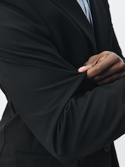 Black Muscle Fit Motionflex Super Stretch Textured Suit Jacket - Image 6 of 13