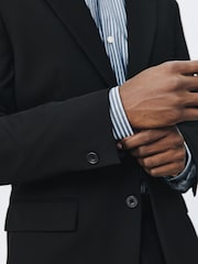 Black Muscle Fit Motionflex Super Stretch Textured Suit Jacket - Image 7 of 13