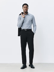 Black Muscle Fit Motionflex Super Stretch Textured Suit Trousers - Image 1 of 11