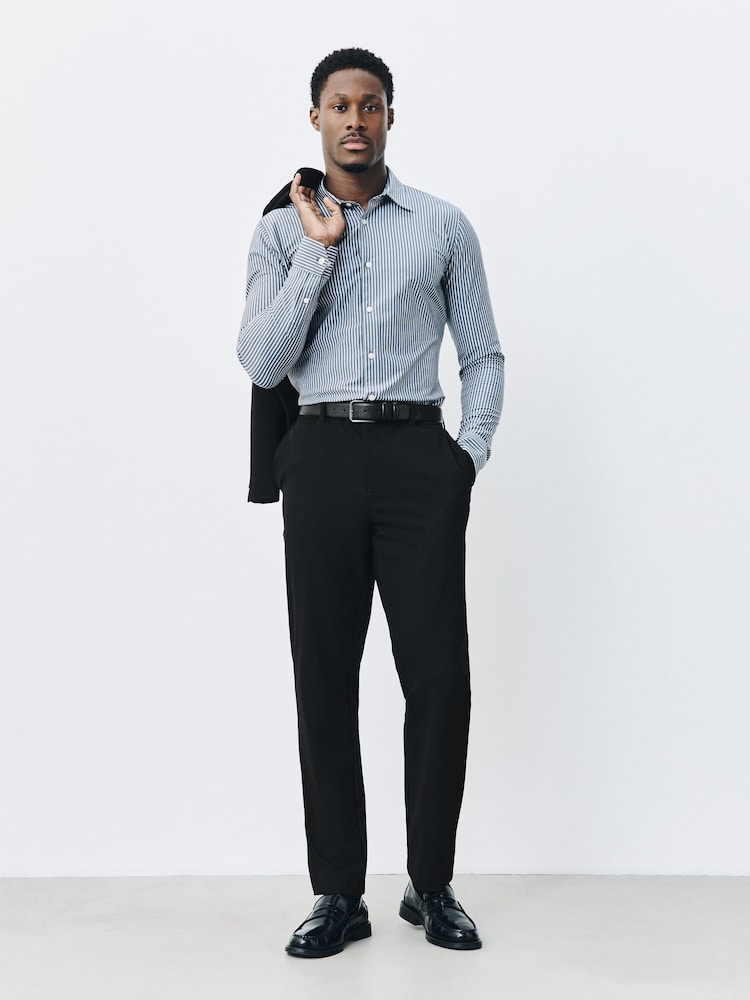 Black Muscle Fit Motionflex Super Stretch Textured Suit Trousers - Image 1 of 11 Black Muscle Fit Motionflex Super Stretch Textured Suit Trousers - Image 1 of 11