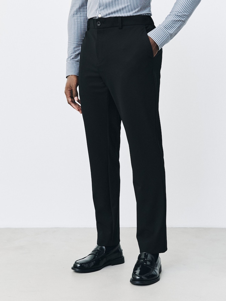 Black Muscle Fit Motionflex Super Stretch Textured Suit Trousers - Image 2 of 11 Black Muscle Fit Motionflex Super Stretch Textured Suit Trousers - Image 2 of 11