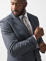 Grey Muscle Fit Motionflex Stretch Flannel Suit Jacket - Image 1 of 6