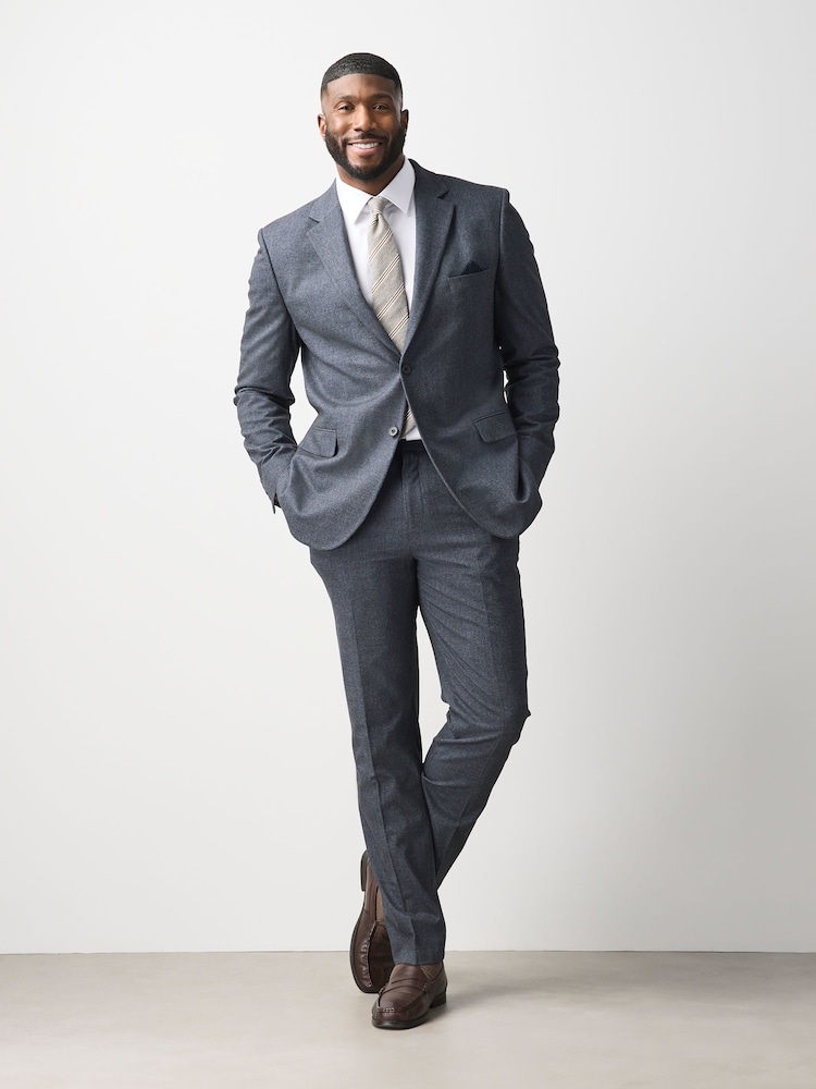 Grey Muscle Fit Motionflex Stretch Flannel Suit Jacket - Image 2 of 6 Grey Muscle Fit Motionflex Stretch Flannel Suit Jacket - Image 2 of 6