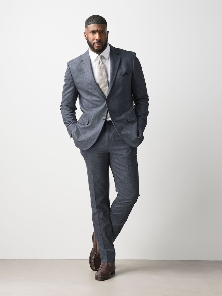 Grey Muscle Fit Motionflex Stretch Flannel Suit Trousers - Image 2 of 6