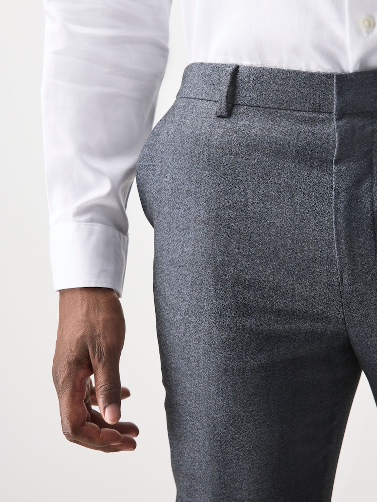 Grey Muscle Fit Motionflex Stretch Flannel Suit Trousers - Image 6 of 6