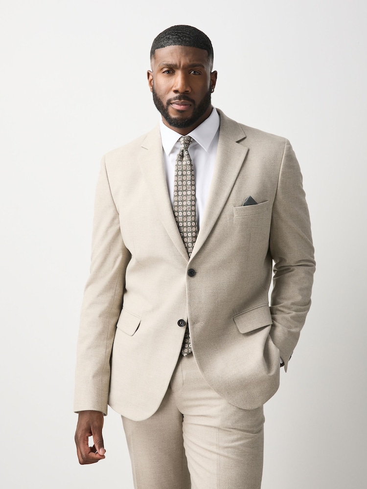 Ecru Muscle Fit Motionflex Stretch Flannel Suit Jacket - Image 2 of 15 Ecru Muscle Fit Motionflex Stretch Flannel Suit Jacket - Image 2 of 15