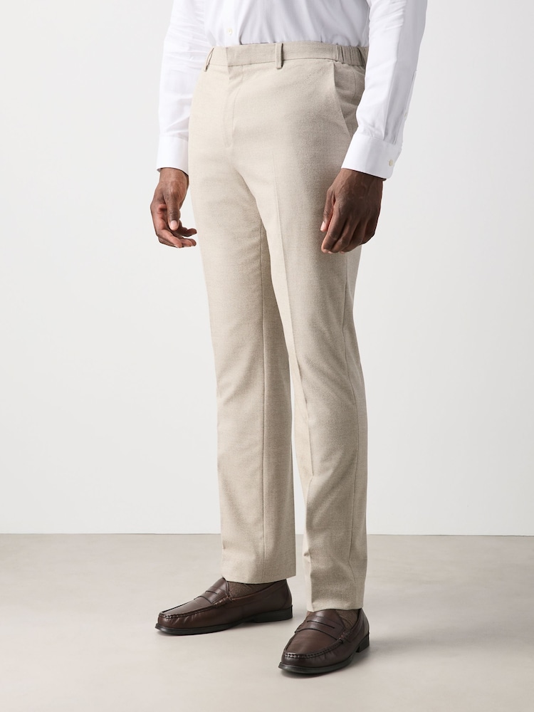 Ecru Muscle Fit Motionflex Stretch Flannel Suit Trousers - Image 2 of 12 Ecru Muscle Fit Motionflex Stretch Flannel Suit Trousers - Image 2 of 12