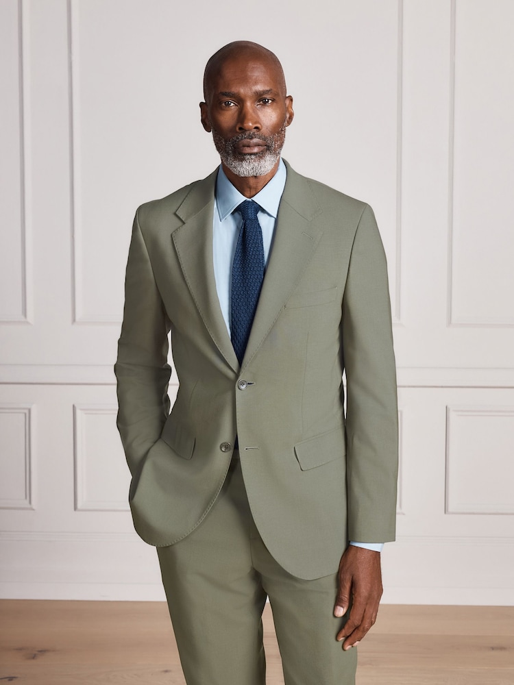Sage Green Signature Muscle Fit Motionflex Stretch Tollegno Italian Wool Rich Suit Jacket - Image 2 of 10