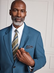 Bright Blue Signature Muscle Fit Motionflex Stretch Tollegno Italian Wool Rich Suit Jacket - Image 4 of 5