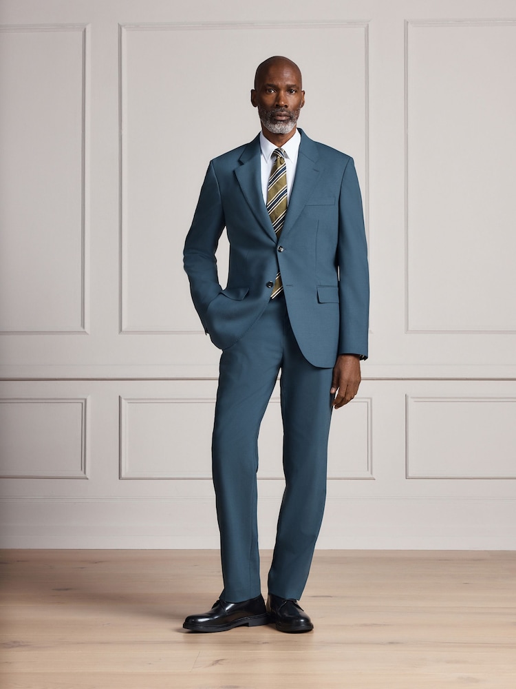 Bright Blue Signature Muscle Fit Motionflex Stretch Tollegno Italian Wool Rich Suit Trousers - Image 1 of 9