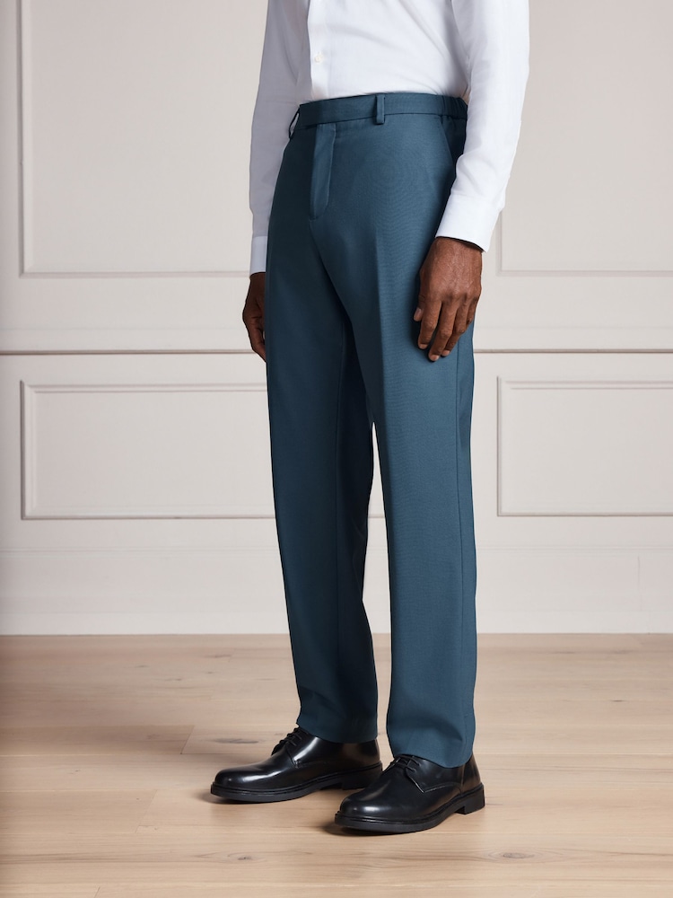 Bright Blue Signature Muscle Fit Motionflex Stretch Tollegno Italian Wool Rich Suit Trousers - Image 2 of 9