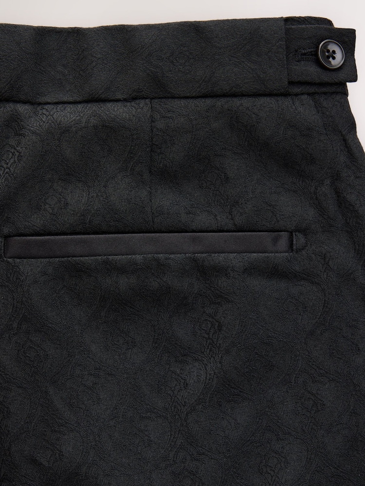 Black Tailored Fit Patterned Suit Trousers - Image 12 of 12