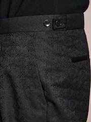 Black Tailored Fit Patterned Suit Trousers - Image 5 of 12