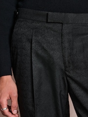 Black Tailored Fit Patterned Suit Trousers - Image 6 of 12