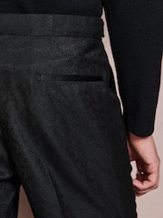 Black Tailored Fit Patterned Suit Trousers - Image 7 of 12