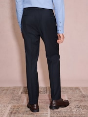Navy Tailored Fit Textured Tuxedo Suit Trousers - Image 3 of 9