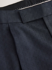Navy Tailored Fit Textured Tuxedo Suit Trousers - Image 9 of 9