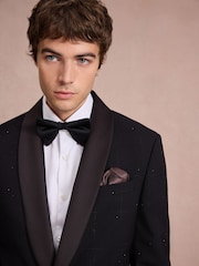 Black Regular Fit Check Sparkle Tuxedo Suit Jacket - Image 5 of 11