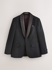 Black Regular Fit Check Sparkle Tuxedo Suit Jacket - Image 6 of 11